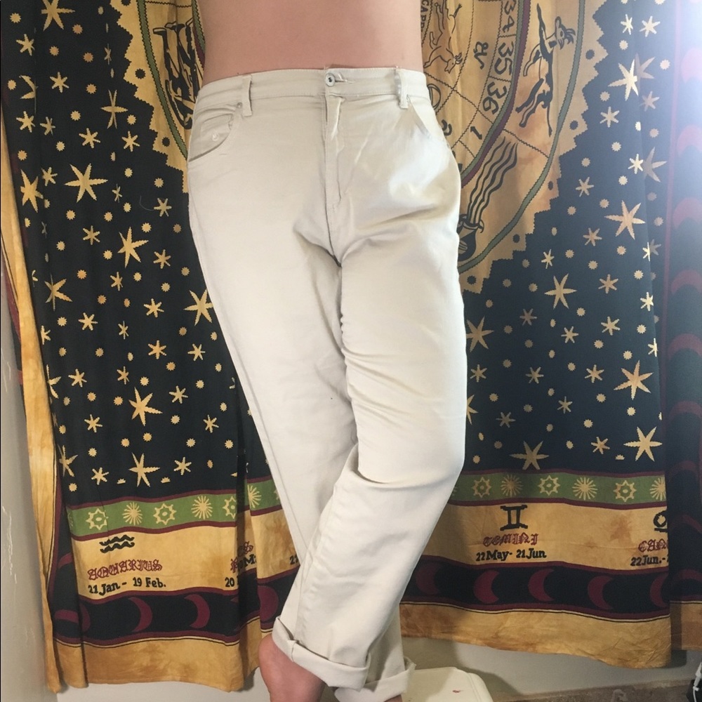 Plus size Vintage cream high waisted jeans